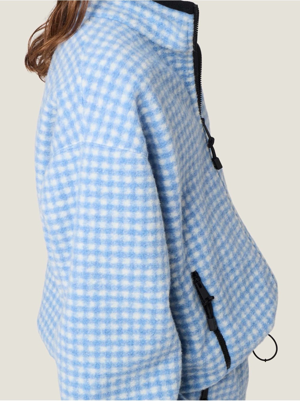 NWOT Miu Miu Blue Gingham Fleece Jacket, Size M - Picture 2 of 15